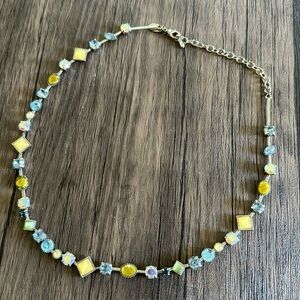 Multi-Color Bead, Gem Short, Metal Necklace